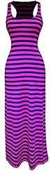 Petite Summer Striped Print Sheer Maxi Dress 