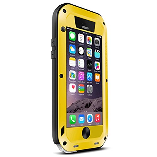 iPhone 6 Weatherproof Case, Hard Shell Aluminum Metal Case with Gorilla Glass Dustproof Shockproof Dirtproof Protective Cover for iPhone 6 (4.7) Ip65 Rated Waterproof Rugged Case (Yellow)