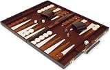 Brown & Tan Stripe Backgammon Set - Large Attache