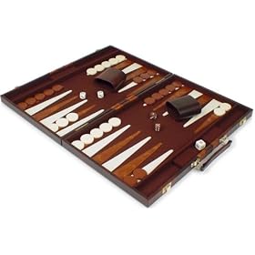 Brown and Tan Stripe Backgammon Set - Large Attache by thechessstore