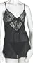 Cinema Etoile Women's Chiffon Babydoll with Lace, Black , X-Large