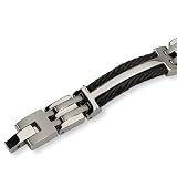 Chisel Black Plated Brushed and Polished Titanium Bracelet - 8.5 Inches