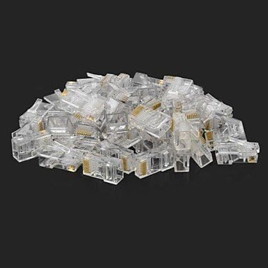 RJ45 8pin ABS Modular Plug Connector Transparent 50 PCS