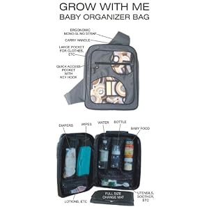 Grow With Me Baby Organizer Bag in Silver & Flintwood