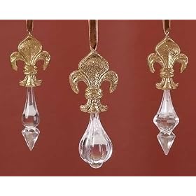 Club Pack of 12 The Gift Fleur-de-Lis Finial Drop Christmas Ornaments