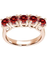1.35 Ct Round Cognac Red SI1/SI2 Diamond 14K Rose Gold Ring