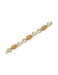 14K Yellow Gold Oval Citrine and Diamond Bracelet