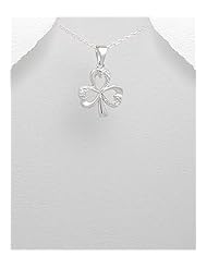 Shamrock CZ Pendant Necklace In 92.5 Sterling Silver