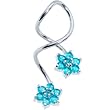 Flower Cz Super Spiral Twister Belly Ring
