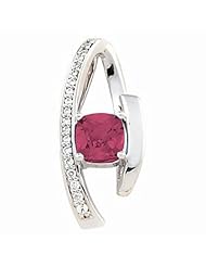 14K White Gold Antique Square Cut Rhodolite Garnet and Diamond Pendant -- LIFETIME WARRANTY