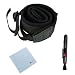 GTMax Black Anti-Slip Neoprene Camera shoulder/Neck Strap Belt + LCD Lens Pen + Microfiber Cleaning Cloth for Canon XT XTi XS XSi T1i T2i T3i T3; Nikon D3200 D5100 D800 D4 and Sony Fuji Olympus Panasonic Pentax SLR Cameras