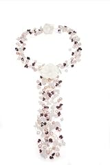 Four-strand Freshwater Pearl Scarf Necklace with Quartz Chip Accents