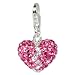 SilberDream Glitter Charm Swarowski elements love heart, pink and white shiny, 925 Sterling Silver Charms Pendant with Lobster Clasp for Charms Bracelet, Necklace or Earring GSC305