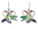 Clearly Charming Hummingbirds In Flight Silver & Enamel Earrings