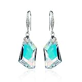 Aurora Borealis Crystal 925 Silver Earrings Used Swarovski Crystals
