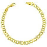 Essential 14 Karat Yellow Gold Charm Link Bracelet 7 Inch