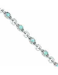 Genuine .925 Sterling Silver Blue & Clear Cz Bracelet . 100% Satisfaction Guaranteed.