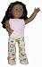 Pink Sleeping Tank Top, Pink Fuzzy Slippers and Off-White Knit Floral with Bird Pattern Pajama Bottoms Fits 18