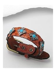 Brown Leather Resin Bracelet In White Base