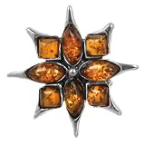 Baltic Honey Amber Sterling Silver Flaming Star Pin