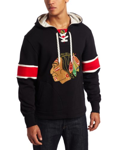 NHL Men's Chicago Blackhawks Classics Pullover Hood (Black, Large)