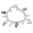 Silver Colored Charm Bracelet with Heart, Crown and Angel Charms