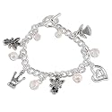 Silver Colored Charm Bracelet with Heart, Crown and Angel Charms