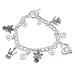 Silver Colored Charm Bracelet with Heart, Crown and Angel Charms