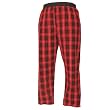 Red and Black tartan plaid check flannel cotton pants for lounging, sleep, sports. Unisex relaxed fit, exposed elastic waist