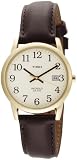 Timex Men's T2N3699J Classic EZ Read Analog Gold Case Brown Leather Strap Watch