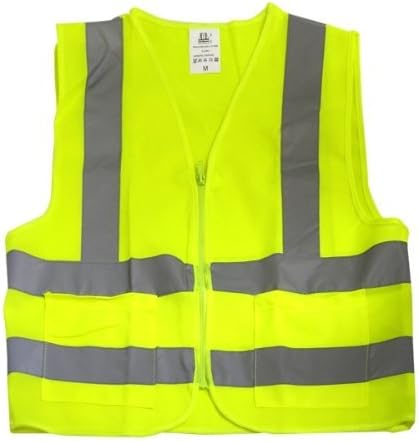 Neiko High Visibility Neon Yellow Zipper Front Safety Vest with 2 Side Pockets, ASIN/ISEA Standard - Size Medium Model: Automotive