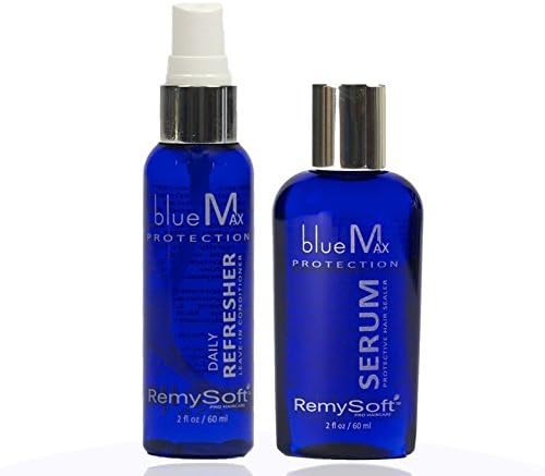 RemySoft blueMax Daily Refresher &amp; Protective Silicone Serum Set - Safe for Hair Extensions, Weaves and Wigs - Salon Formula Leave-in Conditioner &amp; Serum by Remysoft