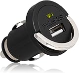 Wicked Chili (ウィケッド チリ) 高級 ハイスピード 車載用 シガーソケット USB 充電器 取り外し用バー付き スマートフォン用(12V/24V、1200mA、黒/シルバー) アップル iPad 4/3/2/1/mini/Air iPhone 5S/5/5C/4S/4/3Gs/3用(1年保証&日本語マニュアル付き)