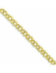 14K Gold 7in 6.5mm Hollow Double Link Charm Bracelet 7 Inches
