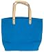 Cotton Colorful Aqua Blue Small Tote Bag with Leather Handle 17"Lx11"H