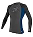 O'Neill Wetsuits UV Sun Protection Mens Skins Long Sleeve Crew Sun Shirt Rash Guard, Graphite/Deep-Sea/Black, Large