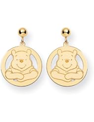 Disney Yellow Gold Circle Winnie the Pooh Post Earrings