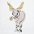 Smiling Moose with Flower Pin in Sterling Silver, #8866