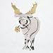 Two Tone Smiling Moose with Flower Pin or Brooch in Sterling Silver, Brass, and Copper, #8866