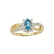 14K Yellow/White Gold 0.01 ct. Diamond and 6 x 4 MM Oval Shaped Blue Topaz Ring