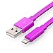 YellowKnife MFi Certified-IOS 7 Noodle Flat 8pin Lightning (3.2ft) Colorful USB Cable Supports Charging And Syncing for iPhone 5 5S 5C,iPad (Air/4th generation),iPad mini,iPod (7th generation),iPod touch (5th generation)&iPod nano(7th generation) With ZEISS Zeiss Pre-Moistened Lens Cloths (Purple)