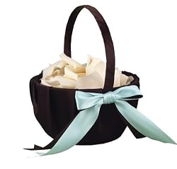 Hortense B. Hewitt Wedding Accessories Darling Duo, Flower Girl Basket, Brown and Turquoise