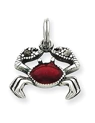 Sterling Silver Enameled Red Crab Charm
