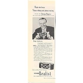 1950 Fred Astaire Stereo Realist Camera Photo Print Ad