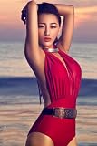 Highwinwin Sexy Bikini Monokini Swimsuit Halter Pad Fashion Backless Bikini Piece Swimsuit Holiday Swimming(Red,S,M,L)