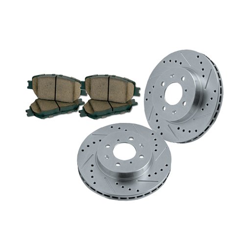 Cross Drilled and Slotted Front Brake Rotors & Pads FORD MUSTANG GT V8 05 06 07 08 09