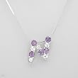 Necklace With 2.75ctw Precious Stones - Genuine Amethysts and Topazes Well Made in 925 Sterling silver Length 16in