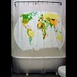 Izola Designer World Map Shower Curtain