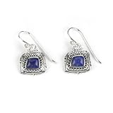 Barse Sterling Silver Lapis Rectangle Rope Earrings