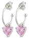 Sterling Silver Pink Cubic Zirconia Heart Charm title=